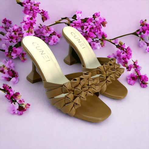 Tan Barbed Heels - cunei